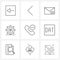 9 Universal Line Icon Pixel Perfect Symbols of file, code, mail, telephone, call