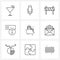 9 Universal Line Icon Pixel Perfect Symbols of letter, storage, road block, folder, wife