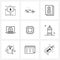 9 Universal Line Icon Pixel Perfect Symbols of processor, board, medical, fitness, weight