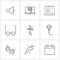 9 Universal Line Icon Pixel Perfect Symbols of religious, reading, fun, goggles, education