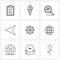 9 Universal Line Icon Pixel Perfect Symbols of steering, boat controller, research, right, arrow