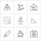 9 Universal Line Icon Pixel Perfect Symbols of wedding, balloon, board, tool, fillet