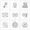 9 Universal Line Icons for Web and Mobile banking, communication, conveyor, inbox, massage