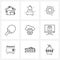 9 Universal Line Icons for Web and Mobile cloud and fax, outdoor, sun, hobby, activities