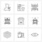 9 Universal Line Icons for Web and Mobile e, building, glow, building, house