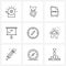 9 Universal Line Icons for Web and Mobile location, presentation, file type, work, business