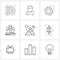 9 Universal Line Icons for Web and Mobile swim, picnic, gear, park, settings