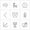 9 Universal Line Icons for Web and Mobile time, alarm, decoration, left, arrow