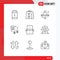 9 Universal Outline Signs Symbols of construction, finance, exercise, calculator, audit