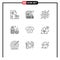 9 Universal Outlines Set for Web and Mobile Applications investment, stack, keyboard, money, gear