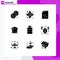 9 Universal Solid Glyph Signs Symbols of breakfast, cook, document, rice, cooker