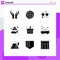 9 Universal Solid Glyph Signs Symbols of online shopping, product, firecracker, hand, box