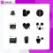 9 Universal Solid Glyphs Set for Web and Mobile Applications bulb, earth, halloween, sales, chart