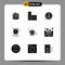 9 Universal Solid Glyphs Set for Web and Mobile Applications cash, king, target, crown, notification