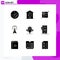 9 Universal Solid Glyphs Set for Web and Mobile Applications computing, power, product, electricity, present