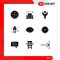 9 Universal Solid Glyphs Set for Web and Mobile Applications face, rose, develop, red rose, blossom