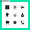 9 Universal Solid Glyphs Set for Web and Mobile Applications iftar, pen, optimization, ink, holy