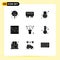 9 Universal Solid Glyphs Set for Web and Mobile Applications light, candle, female, music, devices