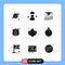 9 Universal Solid Glyphs Set for Web and Mobile Applications mashed, food, plastic, dinner, protect
