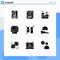 9 Universal Solid Glyphs Set for Web and Mobile Applications science, education, chat, printing, printer