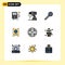 9 User Interface Filledline Flat Color Pack of modern Signs and Symbols of internet, equipment, marker, ball, ticket