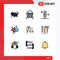 9 User Interface Filledline Flat Color Pack of modern Signs and Symbols of mouse, left, column, arrow, medical