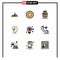 9 User Interface Filledline Flat Color Pack of modern Signs and Symbols of target, power, amphora, mind, energy