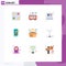 9 User Interface Flat Color Pack of modern Signs and Symbols of fundraising, online conversation, ecommerce, mobile, live chat