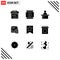 9 User Interface Solid Glyph Pack of modern Signs and Symbols of calculation, budget, video design, banking, audit