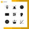 9 User Interface Solid Glyph Pack of modern Signs and Symbols of catch, borrowing ideas, beach, right, arrow