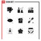 9 User Interface Solid Glyph Pack of modern Signs and Symbols of clip, power, kitchen set, house, eco