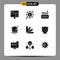 9 User Interface Solid Glyph Pack of modern Signs and Symbols of color, notification, user, notice, door