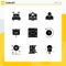 9 User Interface Solid Glyph Pack of modern Signs and Symbols of contact, school, artist, presentation, formula