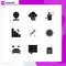 9 User Interface Solid Glyph Pack of modern Signs and Symbols of finance, chart, document, business, scale