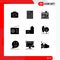 9 User Interface Solid Glyph Pack of modern Signs and Symbols of fortress, castle building, online, castle, radio