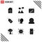 9 User Interface Solid Glyph Pack of modern Signs and Symbols of human, assortment, year, abilities, price