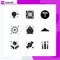 9 User Interface Solid Glyph Pack of modern Signs and Symbols of light, firework, website, festivity, money
