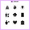 9 User Interface Solid Glyph Pack of modern Signs and Symbols of shopping, achieve, generation, accomplished, lightbulb