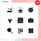 9 User Interface Solid Glyph Pack of modern Signs and Symbols of skull, bull, frame, animals, telephone