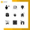 9 User Interface Solid Glyph Pack of modern Signs and Symbols of st, gold, justice, coin, light bulb