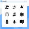 9 User Interface Solid Glyph Pack of modern Signs and Symbols of sustainable, business, baby, architecture, support