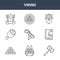9 viking icons pack. trendy viking icons on white background. thin outline line icons such as axe, book, shield . viking icon set