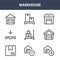 9 warehouse icons pack. trendy warehouse icons on white background. thin outline line icons such as warehouse, pallet . icon set