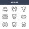 9 wildlife icons pack. trendy wildlife icons on white background. thin outline line icons such as walrus, frog, crab . wildlife
