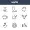 9 winter icons pack. trendy winter icons on white background. thin outline line icons such as snowmobile, deer, snow boot . winter