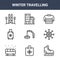 9 winter travelling icons pack. trendy winter travelling icons on white background. thin outline line icons such as ice skate,