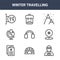 9 winter travelling icons pack. trendy winter travelling icons on white background. thin outline line icons such as tourist, map