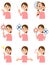 9 women`s gestures and facial expressions