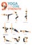 9 Yoga poses for workout in Core and Strength concept. Woman exercising for body stretching. Yoga posture or asana for fitness.