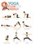 9 Yoga poses for workout in yoga flow for energy concept. Woman exercising for body stretching. Yoga posture or asana for fitness